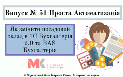 Як змінити посадовий оклад в 1С Бух. 2.0 та BAS Бух.
