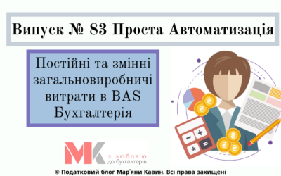 Постійні та змінні виробничі витрати в BAS Бух